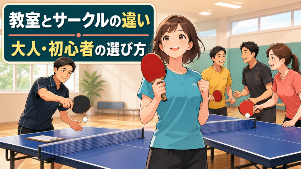 卓球教室とサークルを比較して自分に合う場所を選んだ大人が笑顔でいる様子